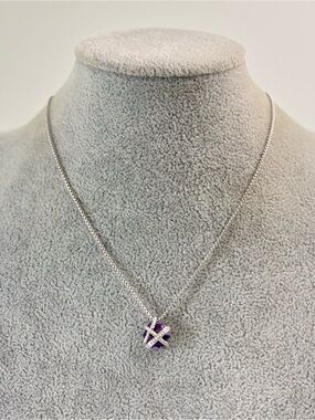David Yurman Cable Wrap Pendant Necklace with Amethyst 16-17"
